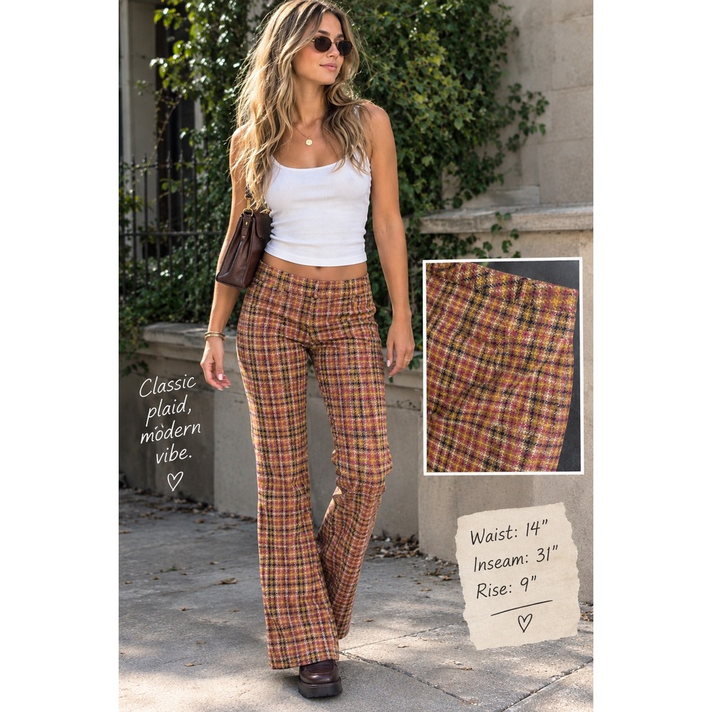 J.McLaughlin Houndstooth Plaid Ankle Pants Multicolor Stretch Size 0